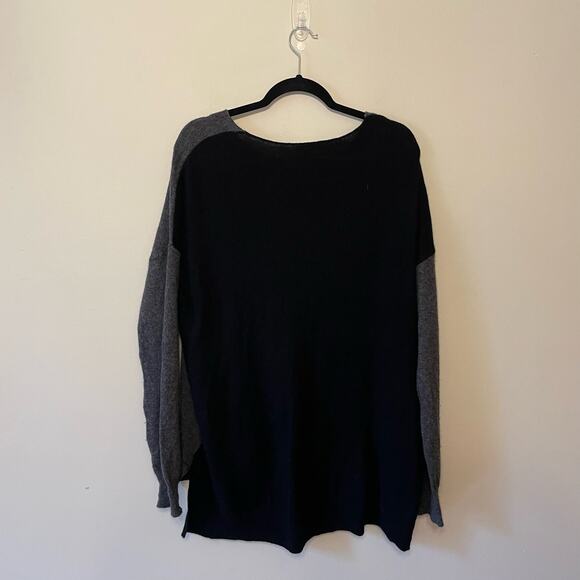 Joie M long sleeve blouse wool cashmere gray black luxury top cozy elegant scoop - Picture 5 of 7